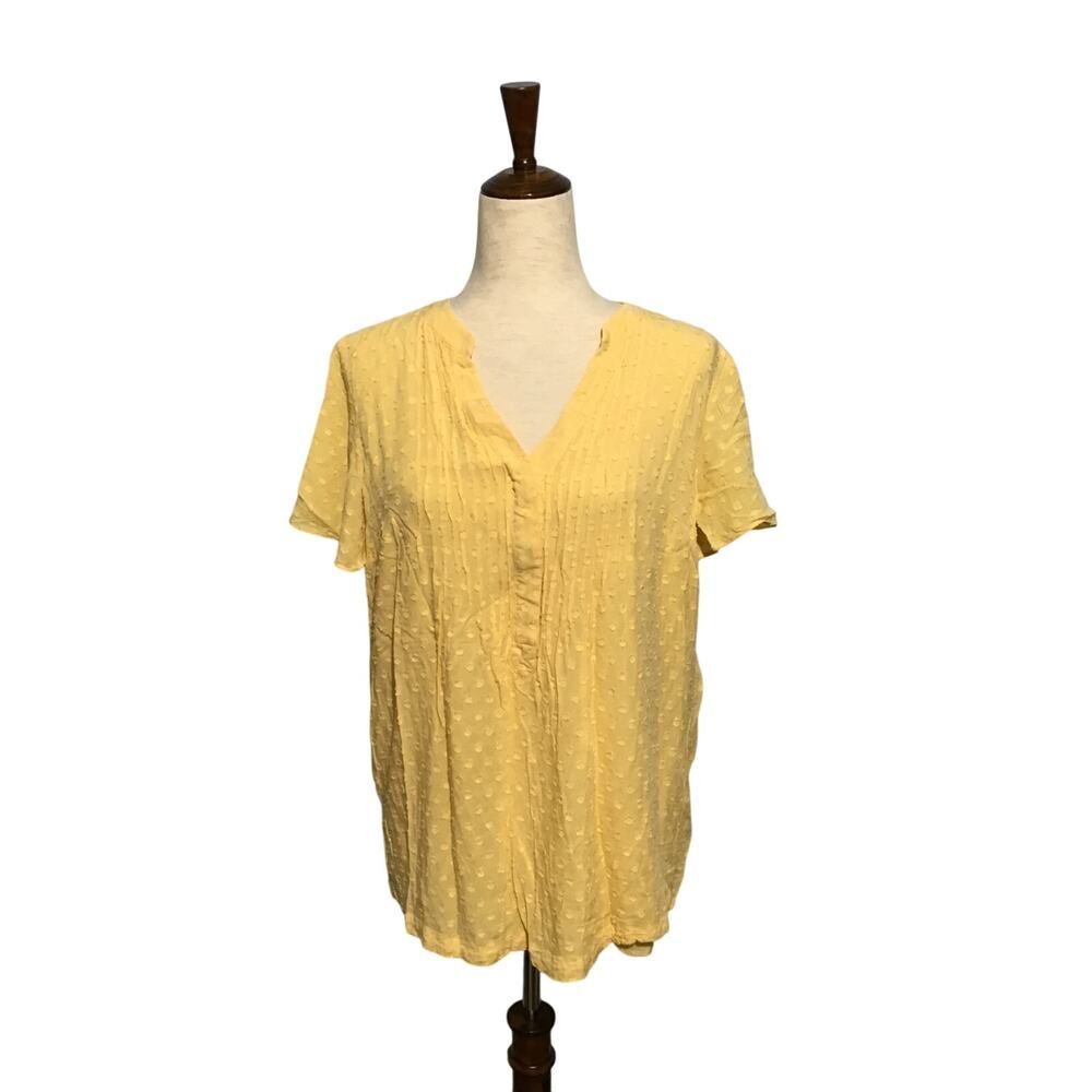 Soft Surroundings Yellow Polka Dot Tunic Top